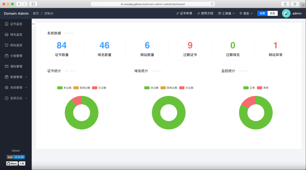Domain-Admin-构建免费的域名SSL证书监测平台-连界优站